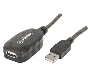 Aktywny przedłużacz Manhattan USB 2.0 AA 20 m czarny / Przedłużacz / USB 2.0 / 480 Mbit/s