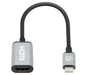 Manhattan USB-C do HDMI czarno-srebrny / Adapter / 4K 60Hz / HDCP 2.2 / kabel 15 cm