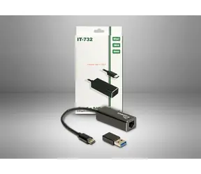 Inter-tech Argus IT-732 czarny / Adapter / USB-C do RJ-45 / 2,5 Gigabit Ethernet / obsługa WOL