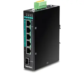 Trendnet TI-PG541i / Przełącznik / 6- Port Gigabit PoE+ / Zarządzany L2+ / 120 W / Szyna DIN