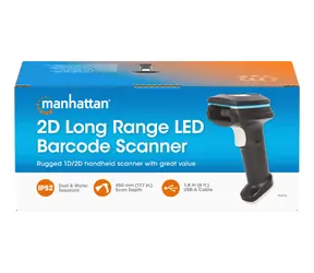 Skaner kodów kreskowych Manhattan 1D/2D czarny / Czytnik ręczny / IP52 / 45 cm / USB