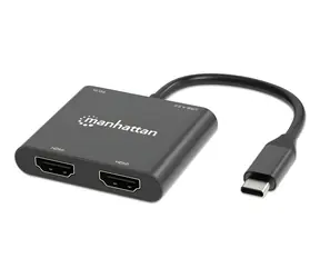 Adapter Manhattan USB-C do 2x HDMI / Adapter / 4K 60Hz / USB PD 100W / HDCP 2.3 / obudowa aluminiowa