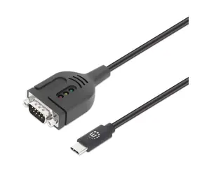 Adapter Manhattan USB-C do RS232 DB9 PL2303GT czarny / Adapter / USB-C - DB9 (RS232) / 1 m