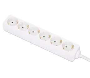 Przedłużacz Manhattan 6x gniazdo biały / Przedłużacz / 2 m / 16 A / 3680 W
