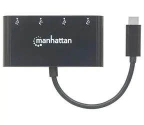Hub USB-C Manhattan czarny / Hub USB / 4X USB-A / USB 3.2 Gen 1 / 5 Gbit/s / Zasilanie magistrali
