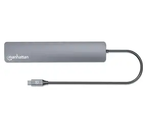 Manhattan 181167 szary / Hub USB / 4X USB-A + 3x USB-C / USB 3.2 Gen 2 / Zasilanie 100 W