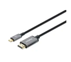 Kabel przejściowy Manhattan USB-C do HDMI 4K 60Hz czarny / Kabel / USB-C - HDMI / 3840 x 2160 px / 60 Hz / 1 m