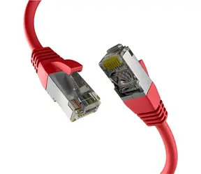 Kabel krosowy EFB Cat8.1 czerwony 15 m / Kabel krosowy / RJ45-RJ45 / S/FTP / 40 Gbit/s / PoE