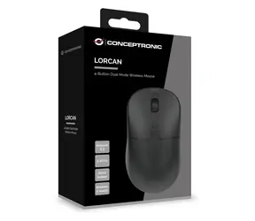 Mysz Conceptronic Dual czarna / Mysz bezprzewodowa / Bluetooth 5.2 + 2.4 GHz / 4 przyciski / 1600 DPI