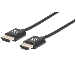Ultracienki kabel HDMI Manhattan z Ethernetem czarny / Kabel HDMI / HDMI-HDMI / 1,8 m / 4K 60Hz / ARC