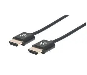 Kabel HDMI Manhattan Ultrathin z Ethernetem 1m czarny / Kabel HDMI / HDMI-HDMI / 4K 60Hz / Ekranowany