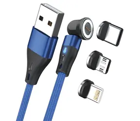 RealPower Magnetic 3A niebieski / Magnetyczny kabel ładujący / USB-A / 2 m / 6 adapterów