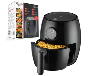 Frytkownica na gorące powietrze Extralink Home Air Fryer SJ-200 czarna / Frytkownica na gorące powietrze / 2 l / 1000 W / 80-200 °C / sterowanie dotykowe