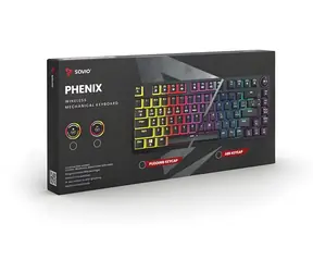 Savio Phenix czarny / Bezprzewodowa klawiatura gamingowa / mechaniczna / Gateron Yellow Pro / podświetlana / ABS