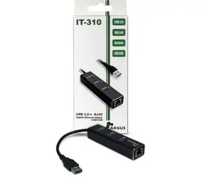 Inter-tech IT-310 / Adapter Ethernet / USB-A / Gigabit LAN / obudowa aluminiowa / koncentrator 3x USB 3.2 Gen 1