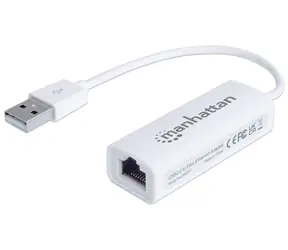 Adapter USB Manhattan RJ45 biały / Adapter sieciowy / USB 2.0 / Fast Ethernet 100 Mbit/s / IEEE 802.3