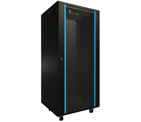 Extralink 27U 19" czarny / Szafa rack / 600 × 600 mm / drzwi szklane / nośność 600 kg