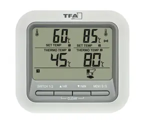 TFA 14.1516.02 / Cyfrowy termometr penetracyjny / 2 sondy / od -10 do +300 °C / timer