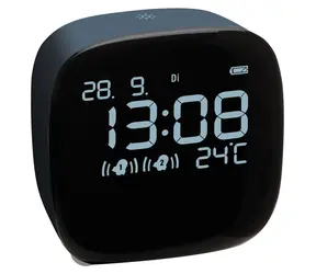 TFA 60.2034.06 / Budzik cyfrowy / Lampka nocna LED / Termometr / 2× alarm / Ładowanie przez micro-USB