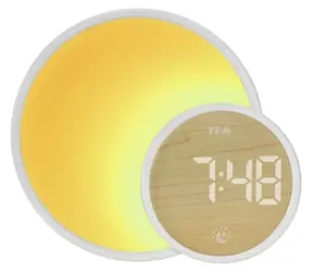 TFA 60.2050.02 SOLUNA MINI / Budzik świetlny / budzenie światłem / kolorowe podświetlenie / ładowanie przez USB / timer