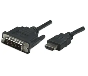 Kabel HDMI-DVI-D Manhattan 1 m czarny / Kabel wideo / pozłacane złącza / ekranowany
