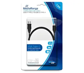 MediaRange USB-A - USB-C czarny / Kabel / 1,2 m / USB 3.2 Gen 1 / 5 Gbit/s