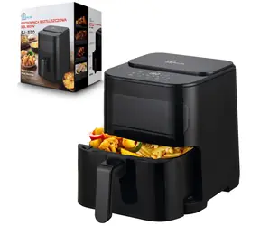 Extralink Home SJ-520 5,2 l EU czarny / Frytkownica na gorące powietrze / 1600 W / 5,2 l / 80-200°C / sterowanie dotykowe