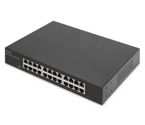 Digitus DN-80113-2 czarny / Przełącznik / 24 porty Gigabit Ethernet / Niezarządzany / Do montażu w szafie 19" / bez wentylatora
