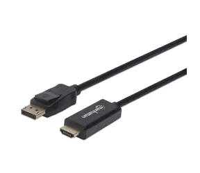 Manhattan DisplayPort - HDMI czarny / Kabel połączeniowy / DP 1.2 / 4K 60Hz / 1,8 m