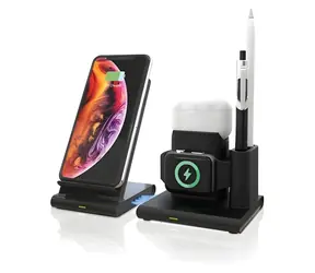 RealPower ChargeAIR Connect czarny / Ładowarka bezprzewodowa / 10 W / 4 w 1