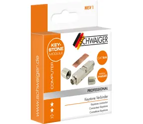 Schwaiger Keystone CAT6A srebrny / Złącze sieciowe / RJ45 / S/FTP / Proste / Metalowe