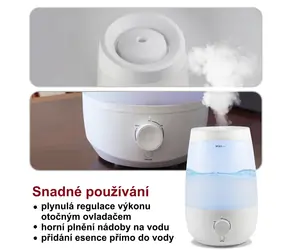 Airbi AROM biały / Nawilżacz ultradźwiękowy i dyfuzor zapachowy / 230 ml/godzinę / 2,5 l / 35 m2