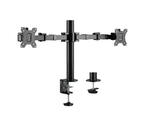 Uchwyt biurkowy LogiLink do 2 monitorów 17-32" czarny / Uchwyt biurkowy / VESA 75-100 mm / Nośność 12 kg / Pochylenie -35°/35°