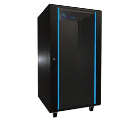 Extralink Rack 22U czarny / Szafa rack / 19" / Szerokość 600 mm / Głębokość 600 mm / Nośność 600 kg / Drzwi szklane