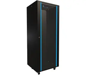 Extralink Rack 32U 600x600 czarny / Szafa rack / 19" / drzwi szklane / nośność 600 kg
