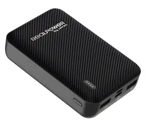 RealPower PB-10000 SE czarny / Power bank / 10 000 mAh / USB i USB-C / 2,4 A