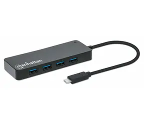 Hub USB-C Manhattan 7-portowy czarny / Hub USB / 7x USB-A / USB 3.2 Gen 1 / 5 Gbit/s