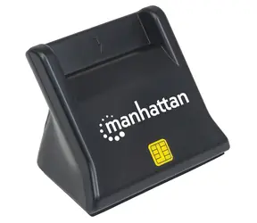 Czytnik kart SMART i kart SIM Manhattan ze stojakiem / Czytnik kart / USB 2.0 / czarny