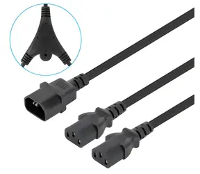Kabel zasilający Manhattan IEC C14 - 2x IEC C13 czarny / Kabel zasilający / rozdzielacz / 1,8 m / 250 V