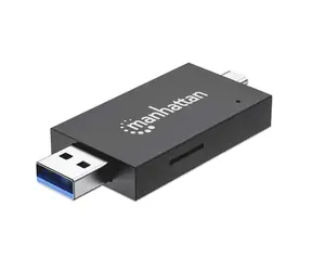 Czytnik kart pamięci Manhattan microSD, SD i MMC / Czytnik kart / USB 3.2 Gen 1 typu A/C / 5 Gb/s / czarny