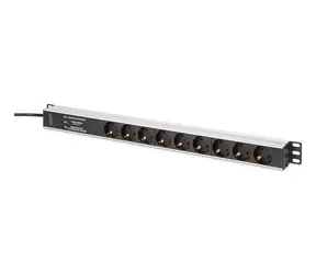 Digitus DN-95438 PDU 19" 9 gniazd czarna/aluminium / Listwa zasilająca / 1U / 3600W / kabel 2m