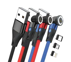 Zestaw RealPower Magnetic 3A / Magnetyczny kabel ładujący USB-A / 3 x 1 m / adaptery / zestaw 3 szt.