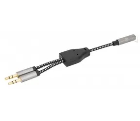 Kabel przejściowy do zestawu słuchawkowego Manhattan / jack 3,5 mm żeński --> 2x jack 3,5 mm męski / 15 cm