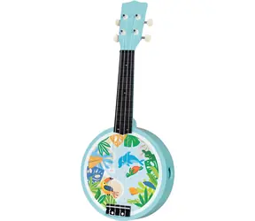 GOKI Drewniane banjo dla dzieci / Instrument muzyczny / 4 struny nylonowe / 52 cm