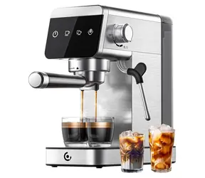 AMZCHEF CE-AZ-EM1501-SV srebrny / Ekspres do kawy dźwigniowy / 1350 W / 1,2 l / 20 bar