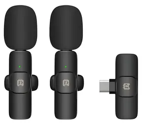 Puluz PU3151B czarny / Mikrofon krawatowy / zestaw 2 szt. / bezprzewodowy / USB-C / 2,4 GHz