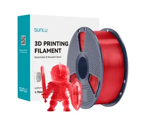 Sunlu Filament PLA+ transparentny czerwony / filament do drukarki 3D / PLA+ / 1,75 mm / 1 kg