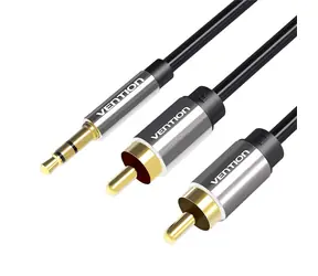 Kabel audio Vention BCFBD 3,5 mm jack-2xRCA czarny / 0,5 m / złącze pozłacane