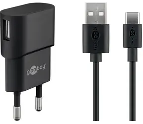Goobay 45298 czarny / Zestaw ładujący / USB-C / 5W / kabel 1 m