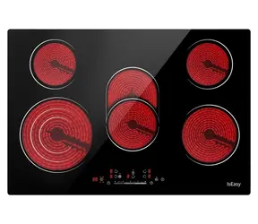 IsEasy LT5-02 czarny / Płyta ceramiczna szklana / 5 stref / 2400 W / sterowanie dotykowe / timer 99 min